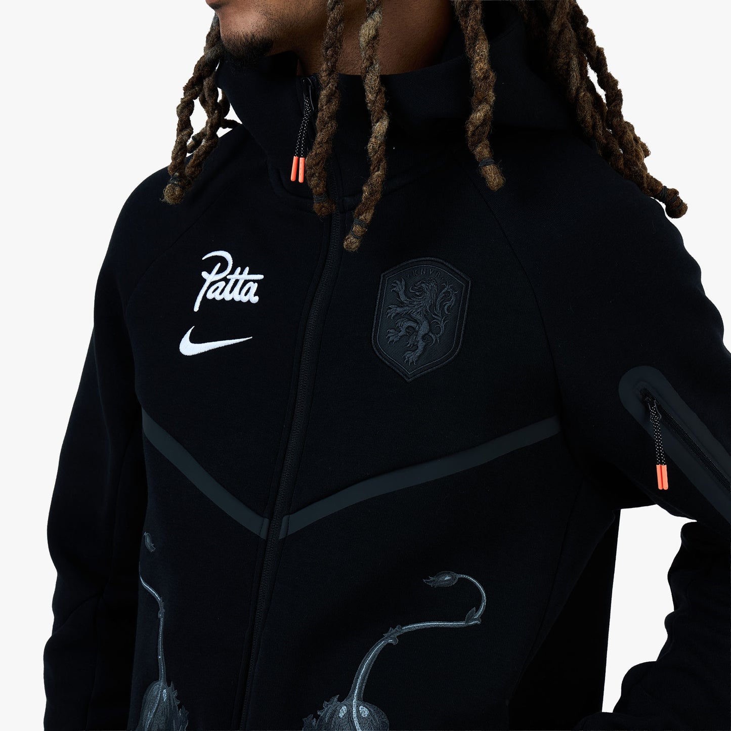 Nike x Netherlands x Patta Tech Fleece Full-Zip Windrunner Hoodie Black / White