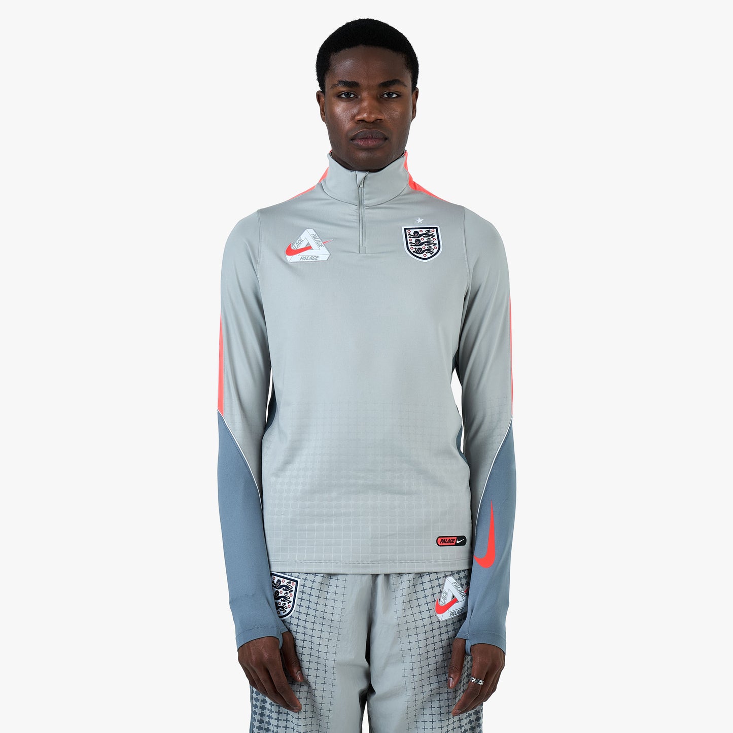 Nike x England x Palace Strike Drill Top Pewter Grey / Cool Grey - Bright Crimson