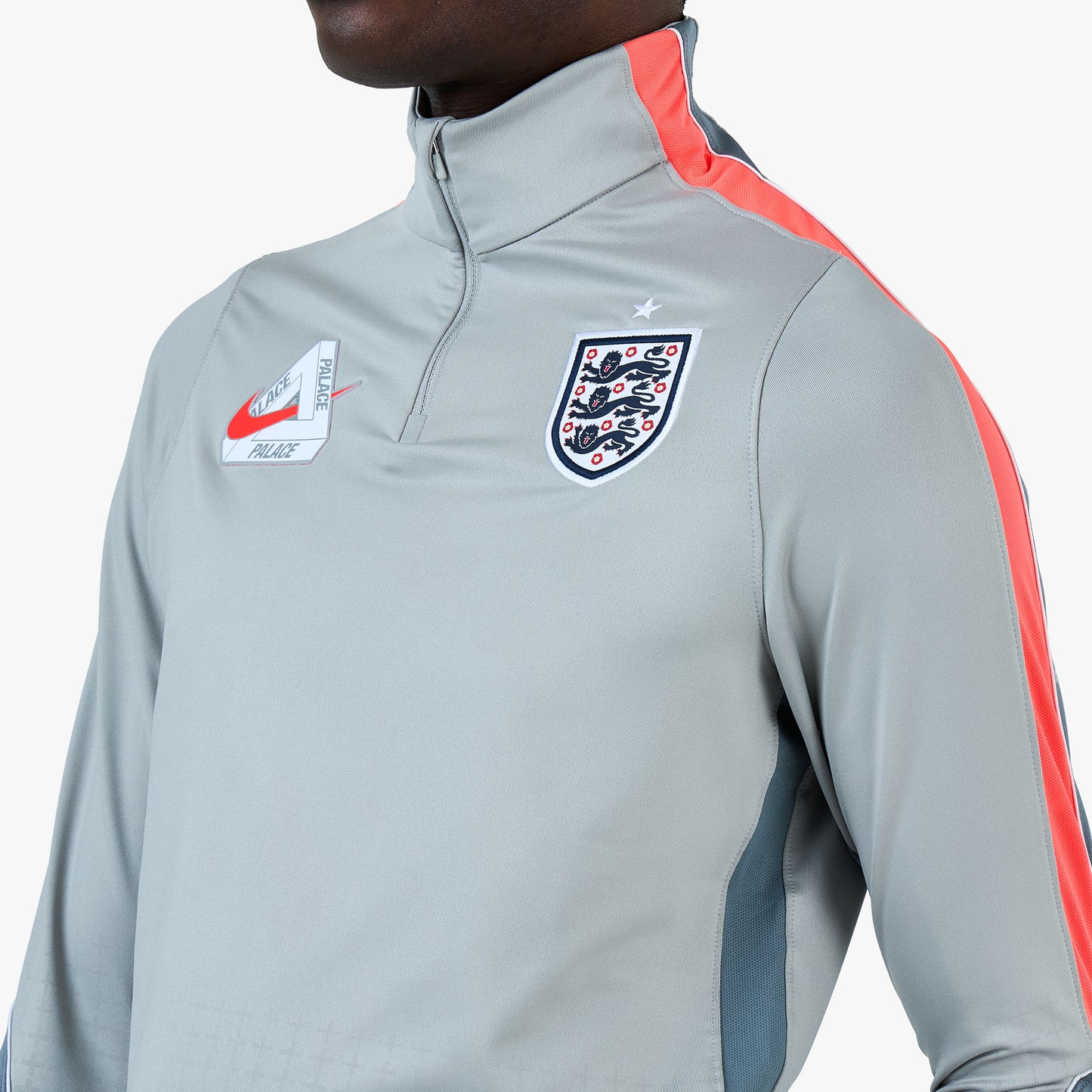 Nike x England x Palace Strike Drill Top Pewter Grey / Cool Grey - Bright Crimson