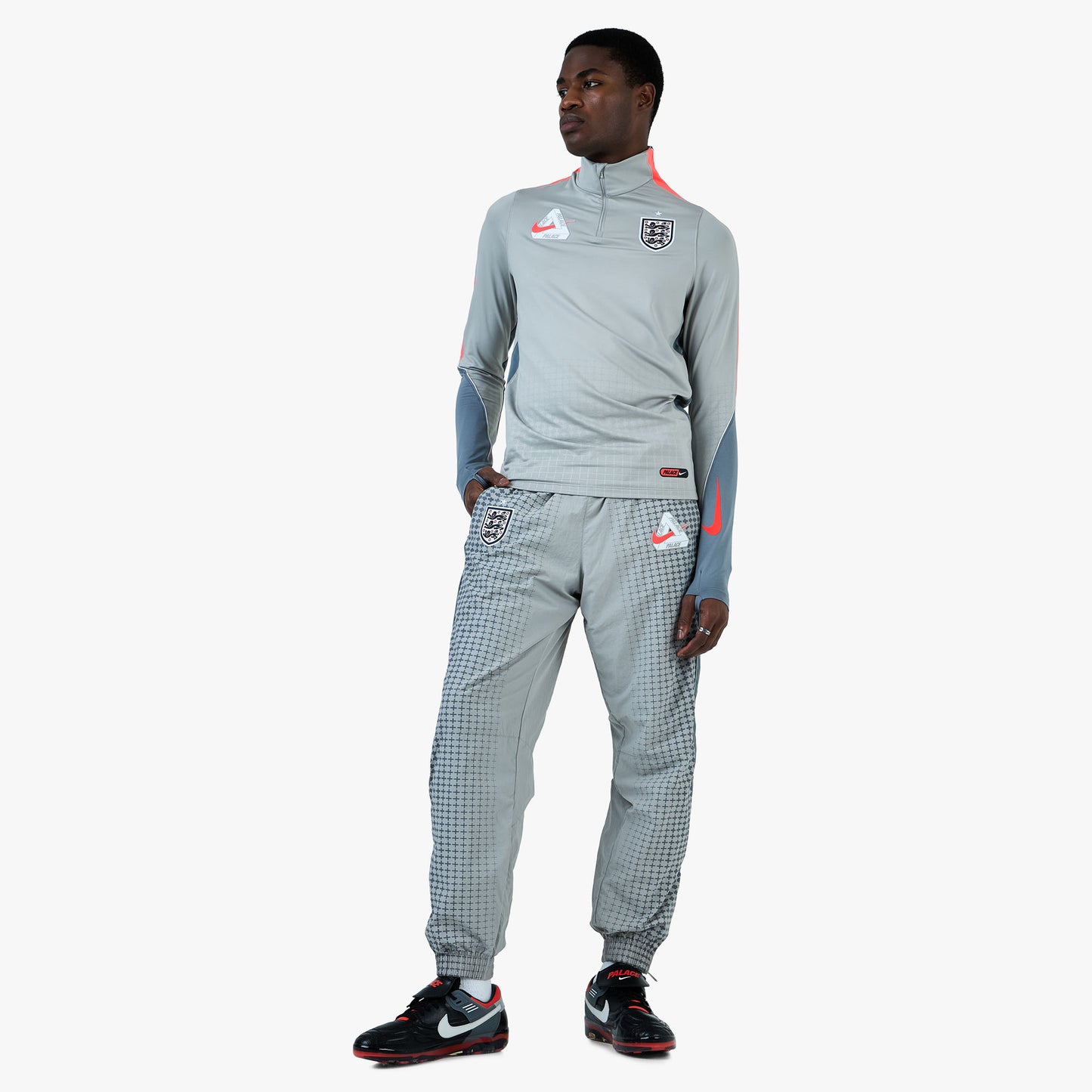 Nike x England x Palace Strike Drill Top Pewter Grey / Cool Grey - Bright Crimson