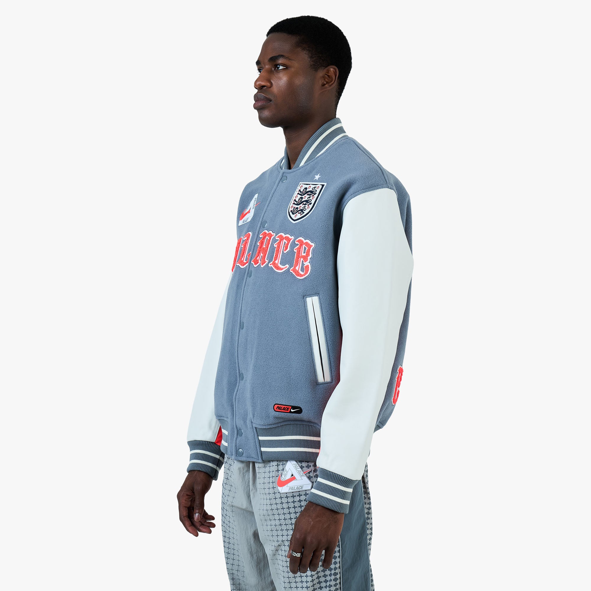 ジャケット・アウター Nike x PALACE X2 Varsity Jacket England Nike x England x Palace Varsity Jacket Cool Grey / White / Bright