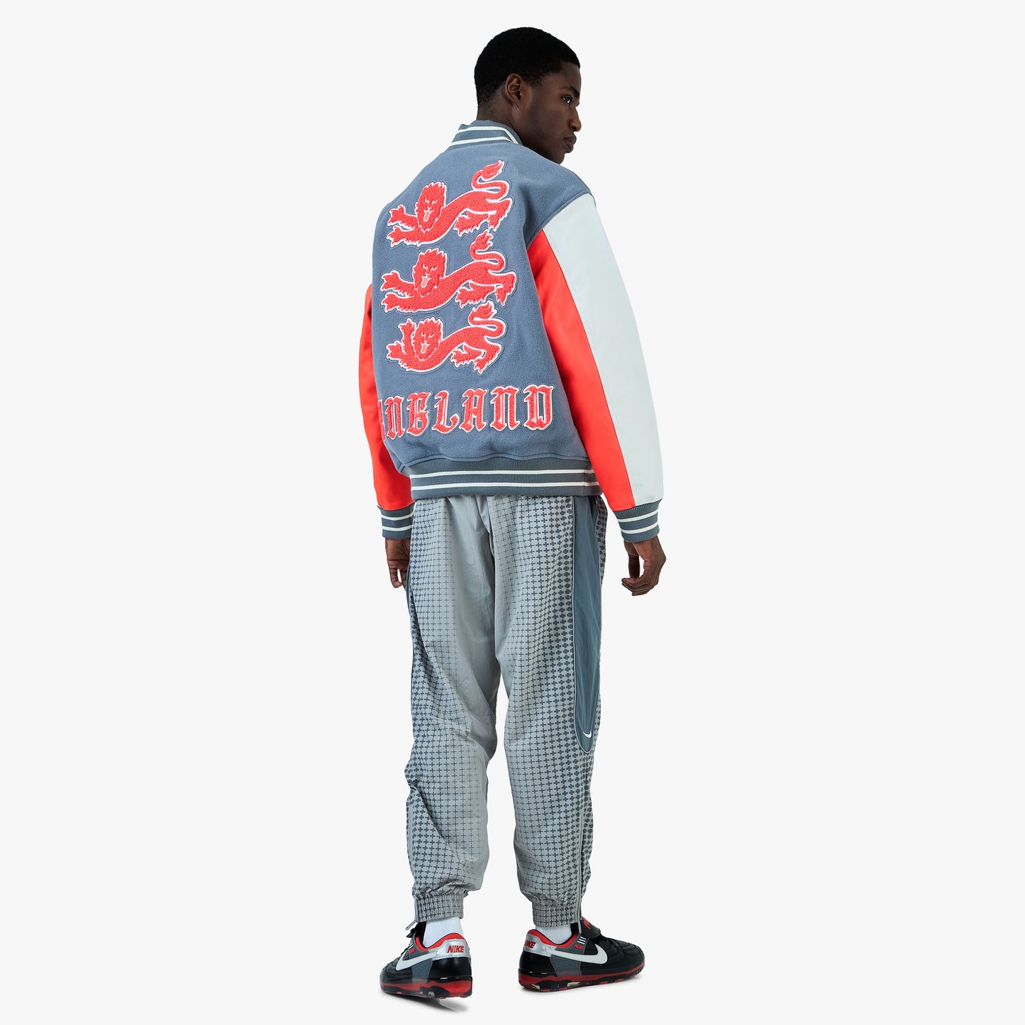 Nike x England x Palace Varsity Jacket Cool Grey / White / Bright Crimson