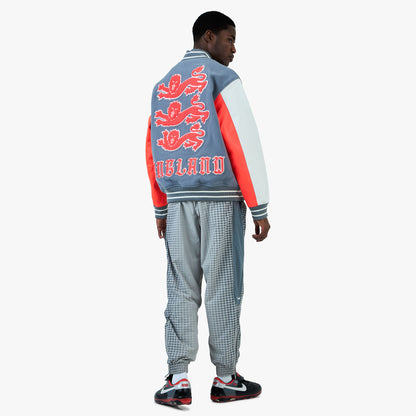 Nike x England x Palace Varsity Jacket Cool Grey / White / Bright Crimson