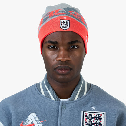 Nike x England x Palace Uncuffed Beanie Pewter Grey / Cool Grey - Bright Crimson
