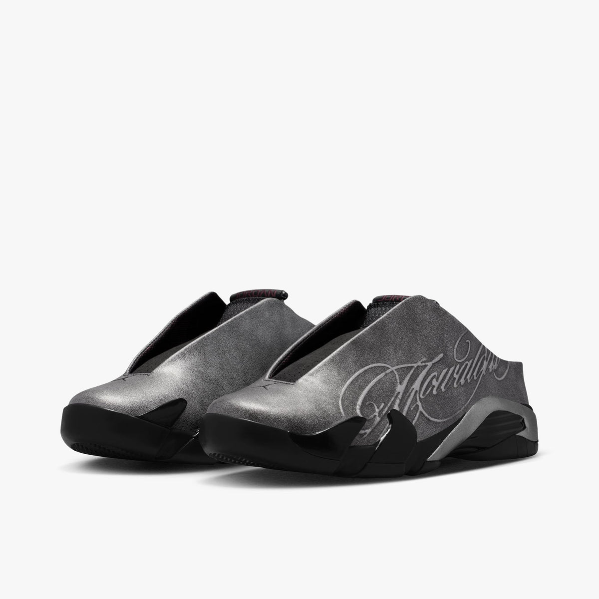 Jordan x Mowalola 14 Retro Mule Black / Metallic Silver - Burnt Red