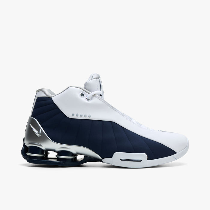 Nike Shox BB4 White / Midnight Navy - Metallic Silver   1