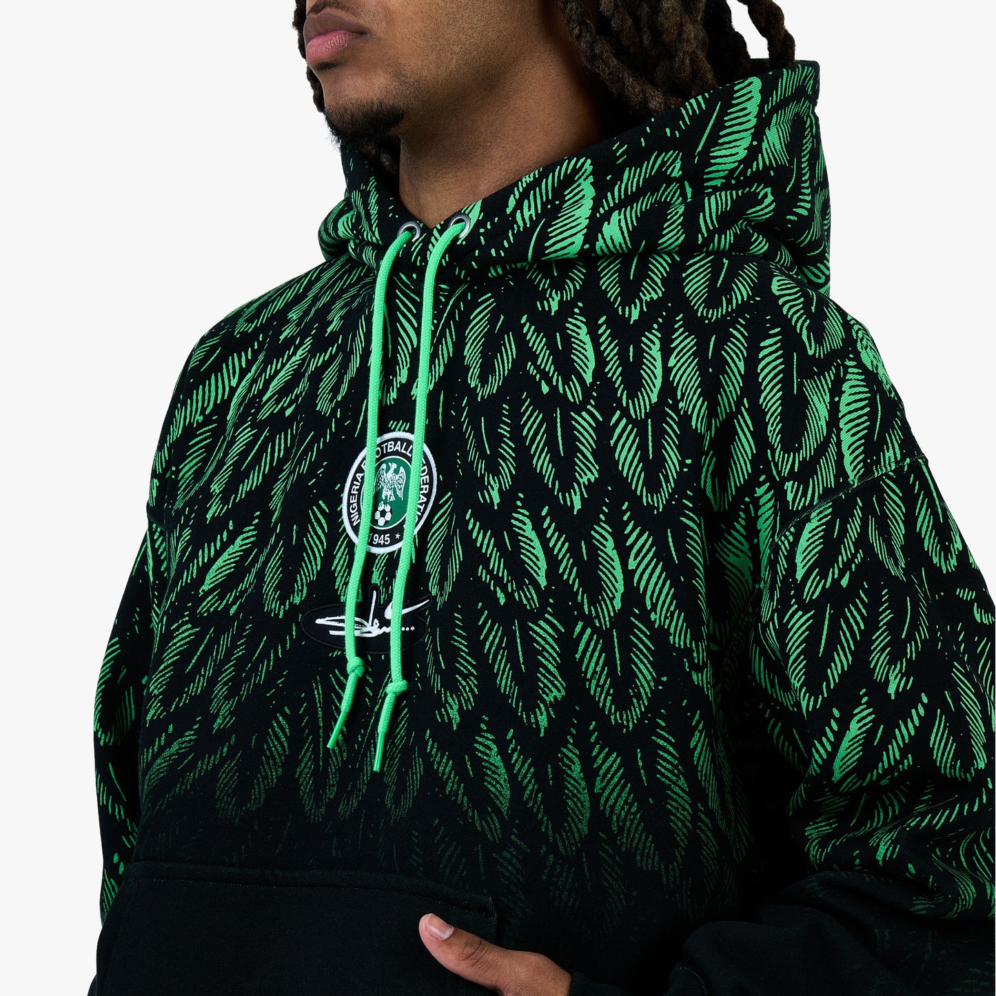 Nike x Nigeria x Slawn Hoodie molletonné à Capuche Noir / Vert Vif - Blanc