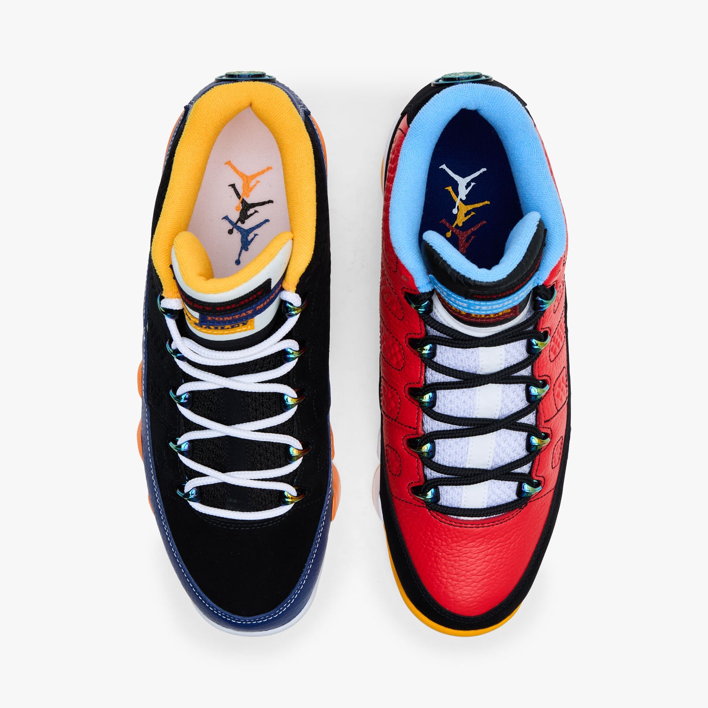 Jordan 9 Retro Low Noir / Rouge défi - Bleu royal profond