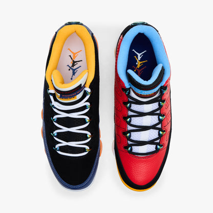 Jordan 9 Retro Low Noir / Rouge défi - Bleu royal profond