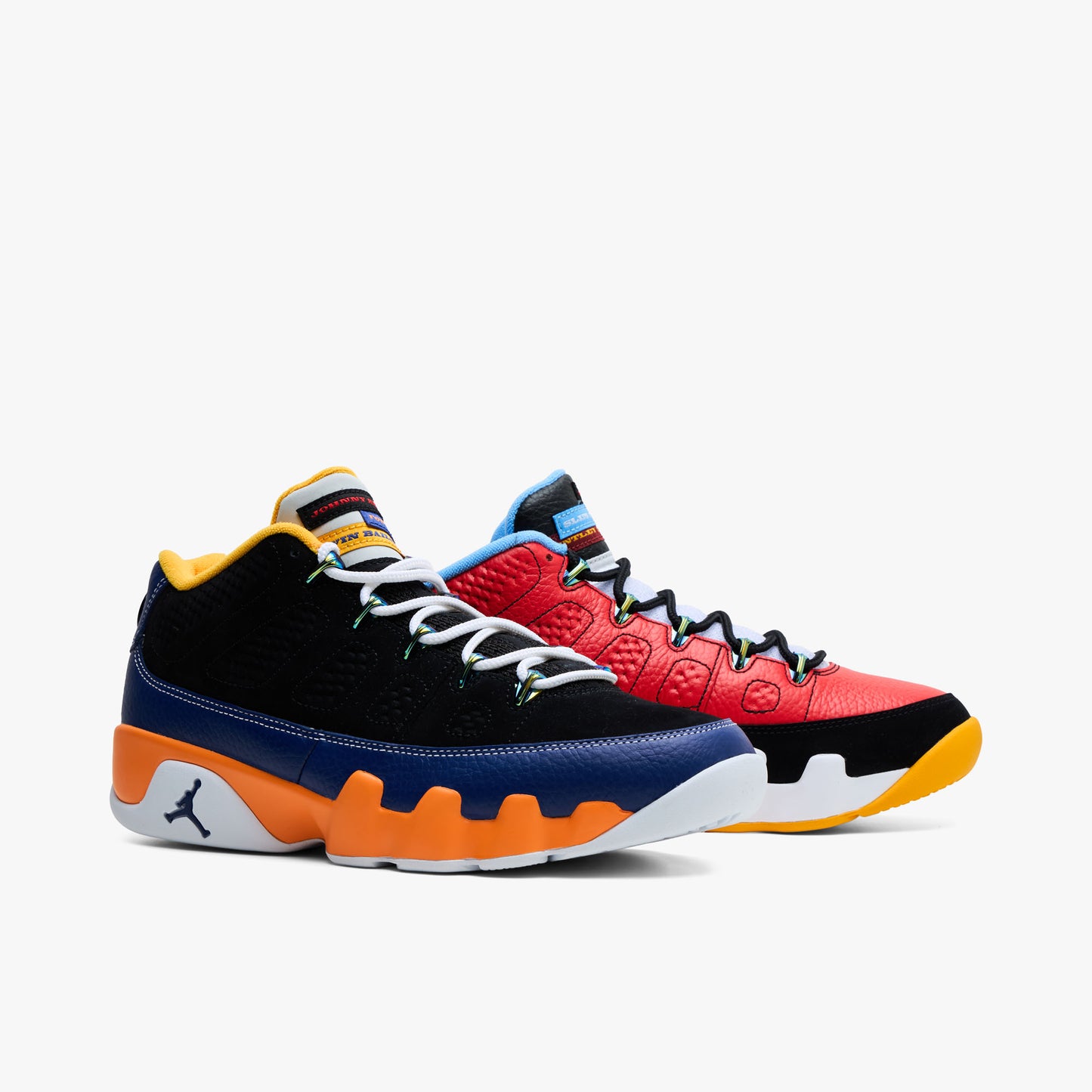 Jordan 9 Retro Low Noir / Rouge défi - Bleu royal profond