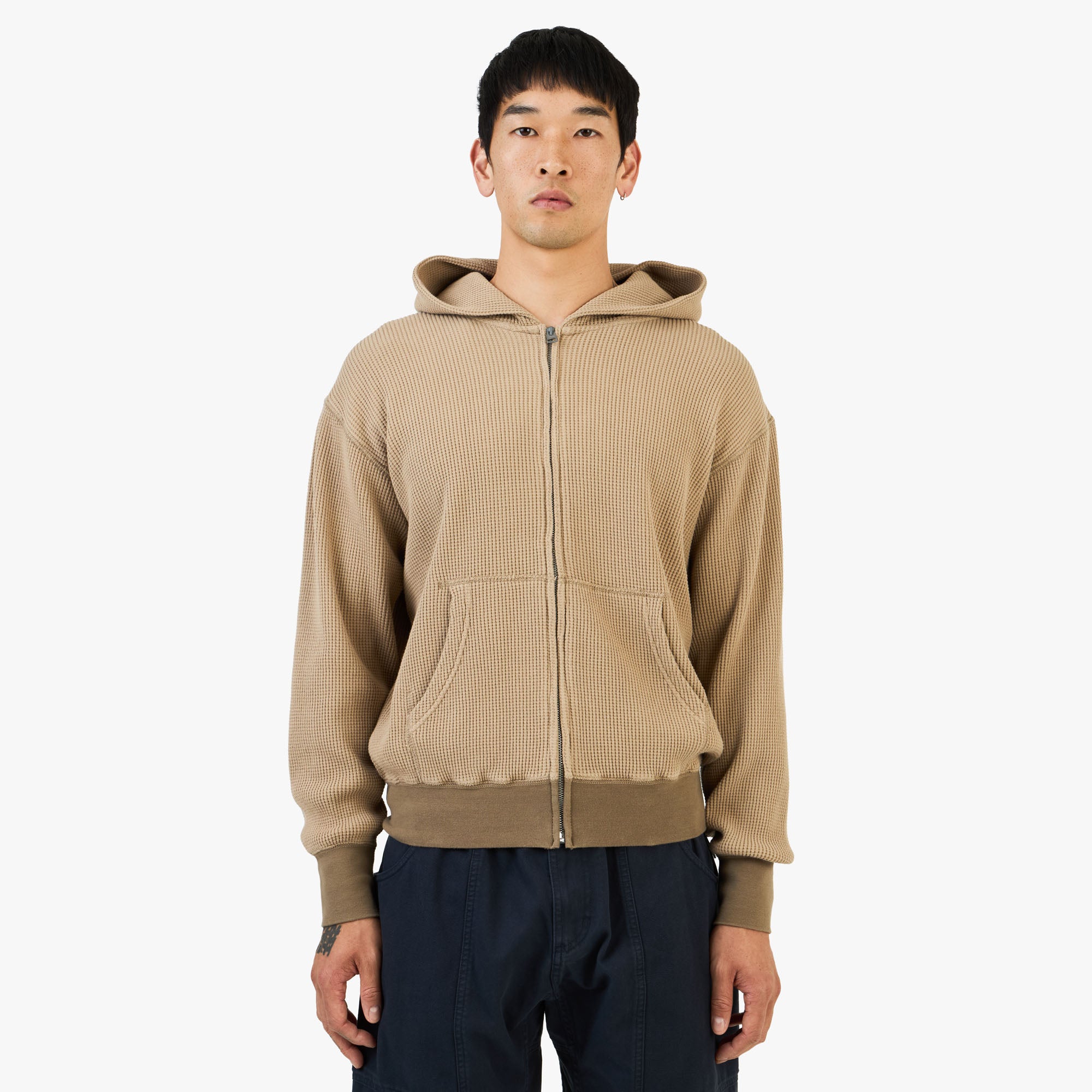 KHAKIS Waffle Full-Zip Hoodie / Tan | Livestock