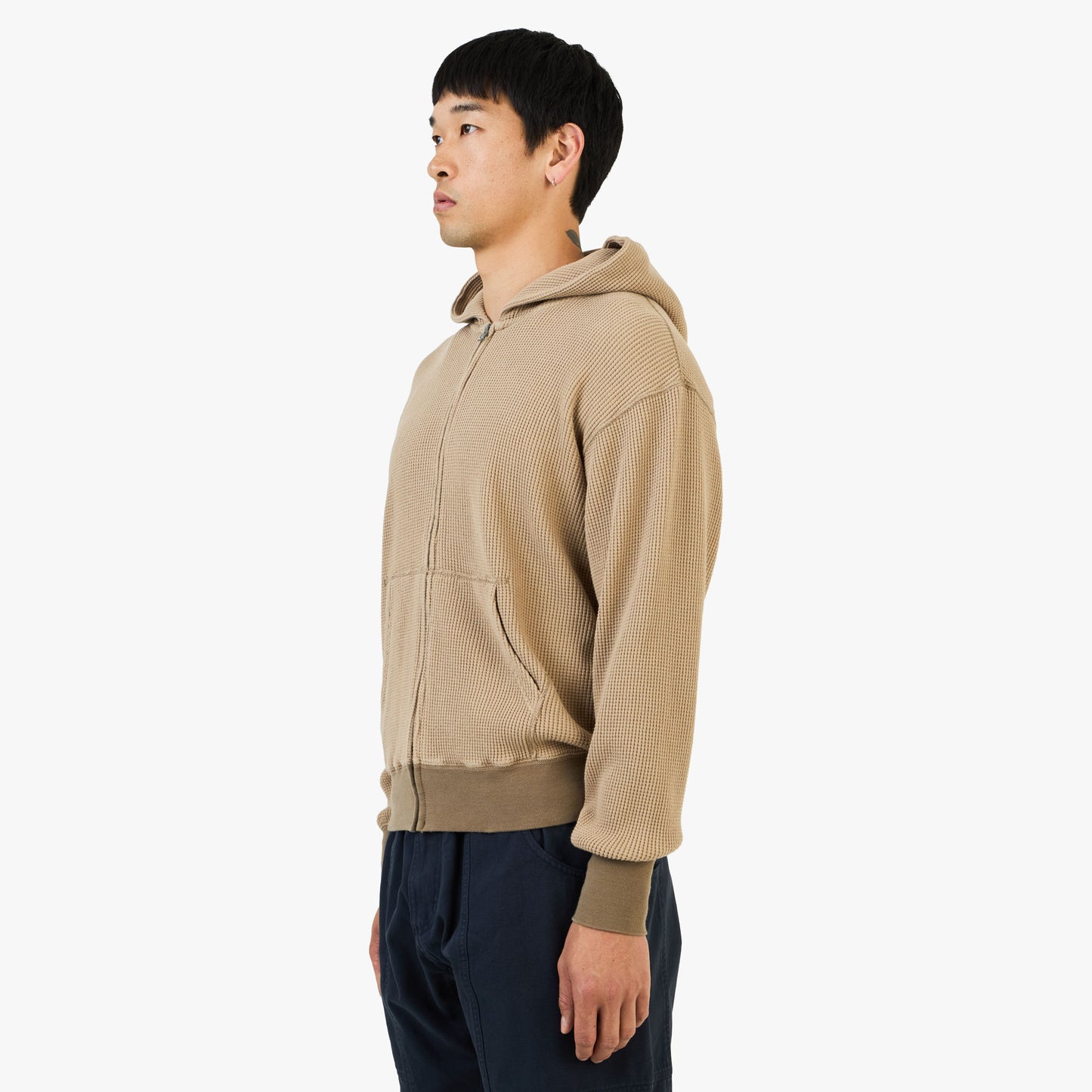 KHAKIS Waffle Full Zip Hoodie / Tan
