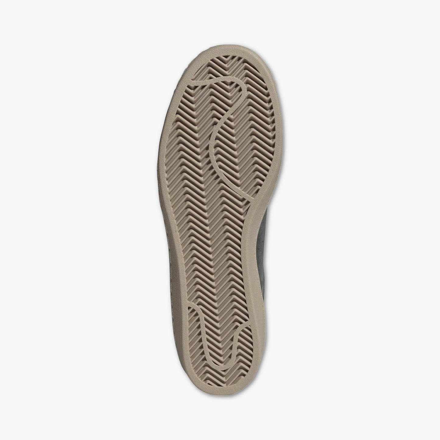 adidas Superstar Vintage Short Shell. Bottom view of Carbon sneakers showing Wonder Beige rubber herringbone traction outsole. 