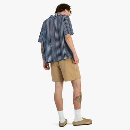 Brother Brother Shortsleeve Mesh Cabana Shirt / Blue Vert Stripe