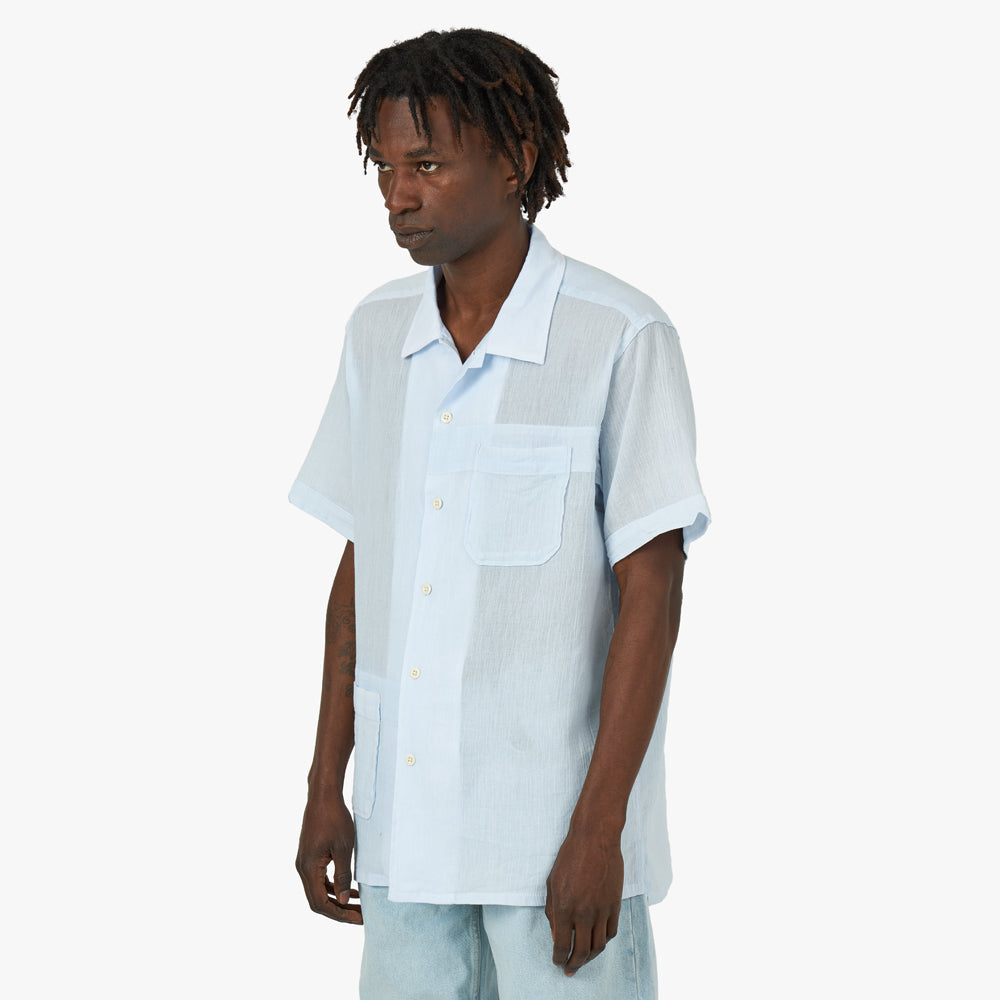 Engineered Garments Camp Shirt White/Blue Ethno Print Patchwork