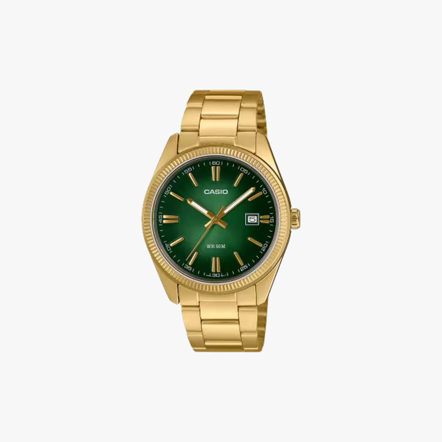 CASIO MTP1302PGC-3AV Gold / Green Sunburst Dial