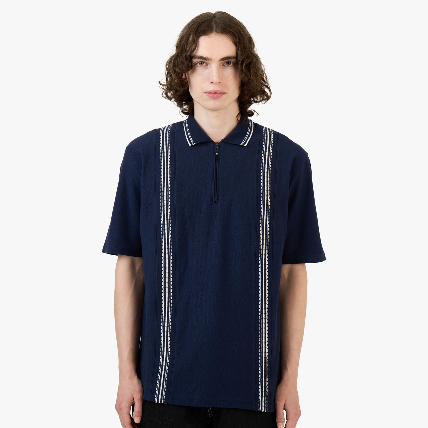 Polo Palmes Panel zippé / Marine