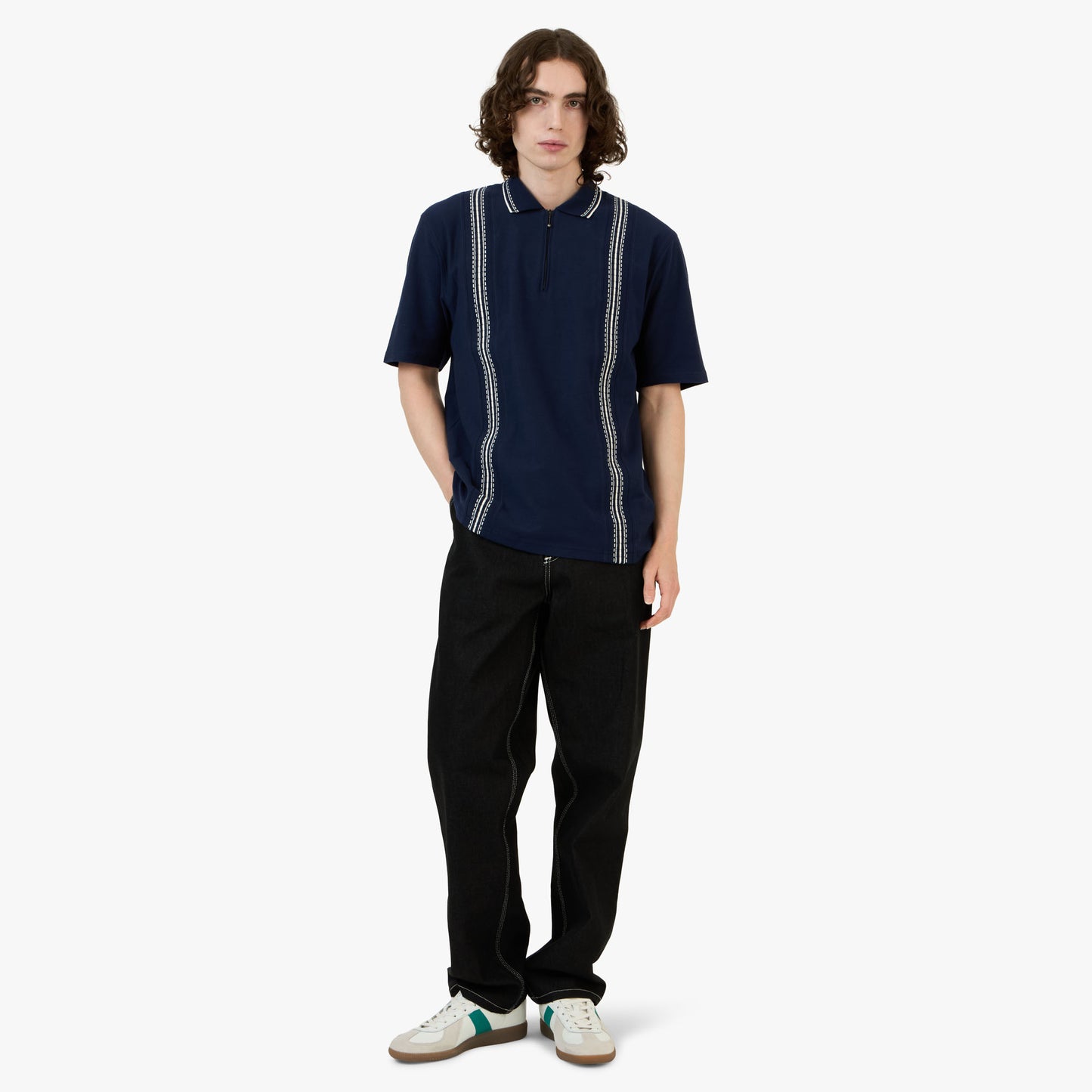 Polo Palmes Panel zippé / Marine