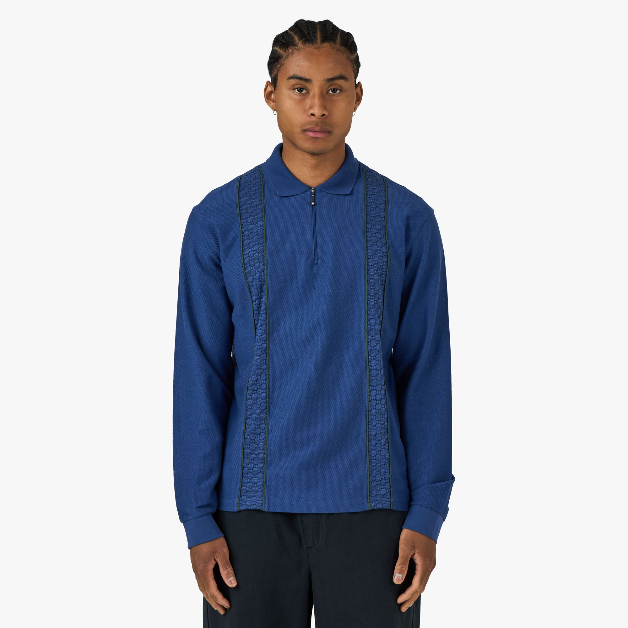 Palmes Lace Longsleeve Zip Polo Blue – Livestock