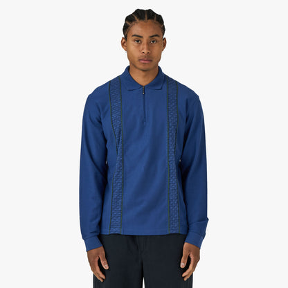 Palmes Polo zippé à manches longues en dentelle Bleu