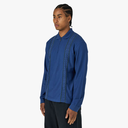 Palmes Polo zippé à manches longues en dentelle Bleu