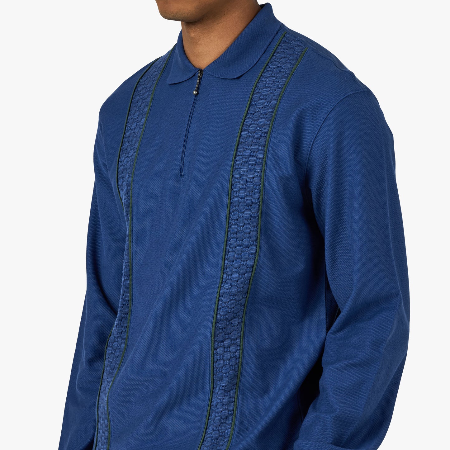 Palmes Polo zippé à manches longues en dentelle Bleu