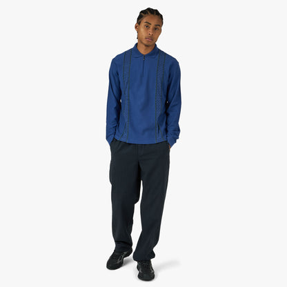 Palmes Polo zippé à manches longues en dentelle Bleu