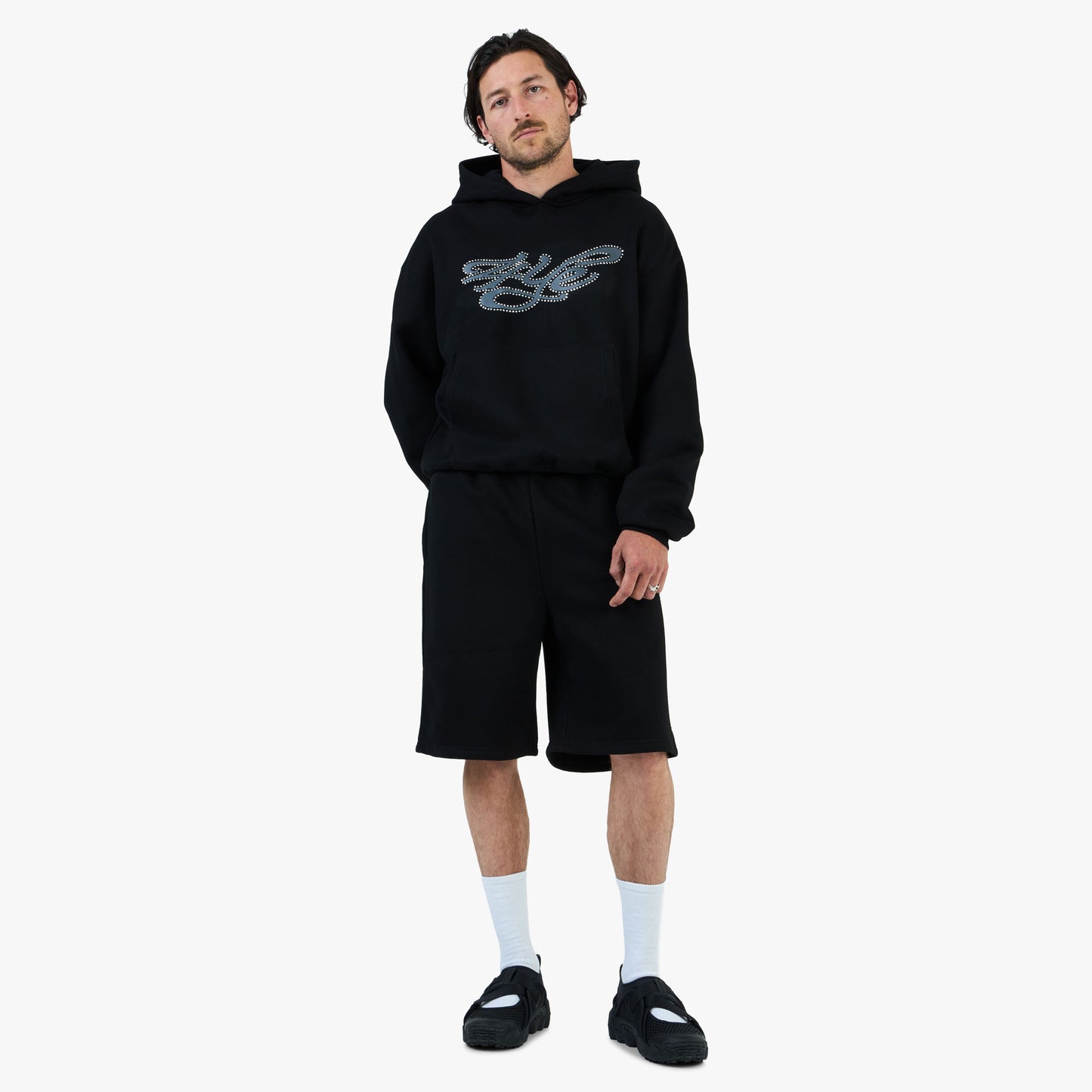 Sweat à capuche 4YE Signature orné de strass / Noir