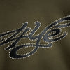 4YE Signature Rhinestone Hoodie / Olive Green 3