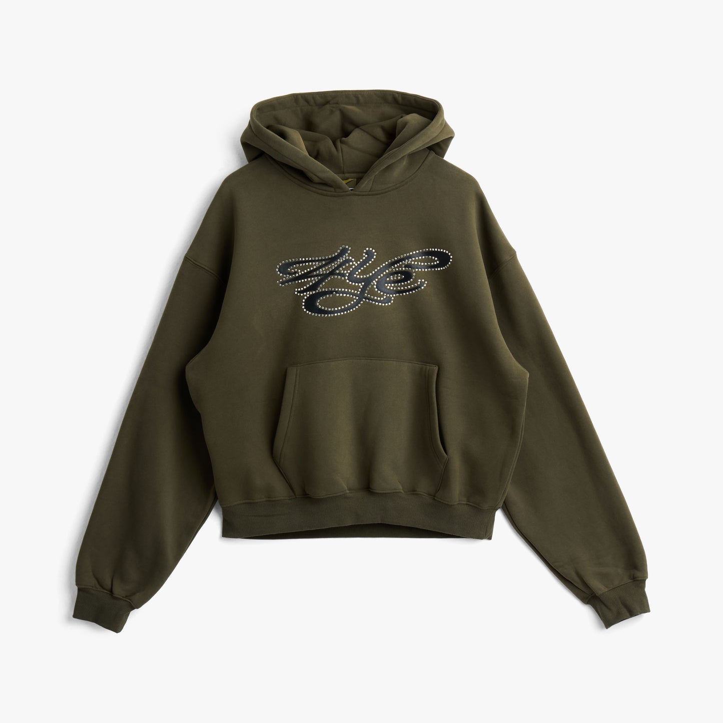 Sweat à capuche 4YE Signature orné de strass / Vert olive