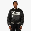 Patta Script Logo Satin Varsity Jacket Black 1