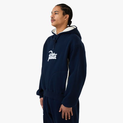 Sweat à capuche logo chenille Patta / Bleu marine