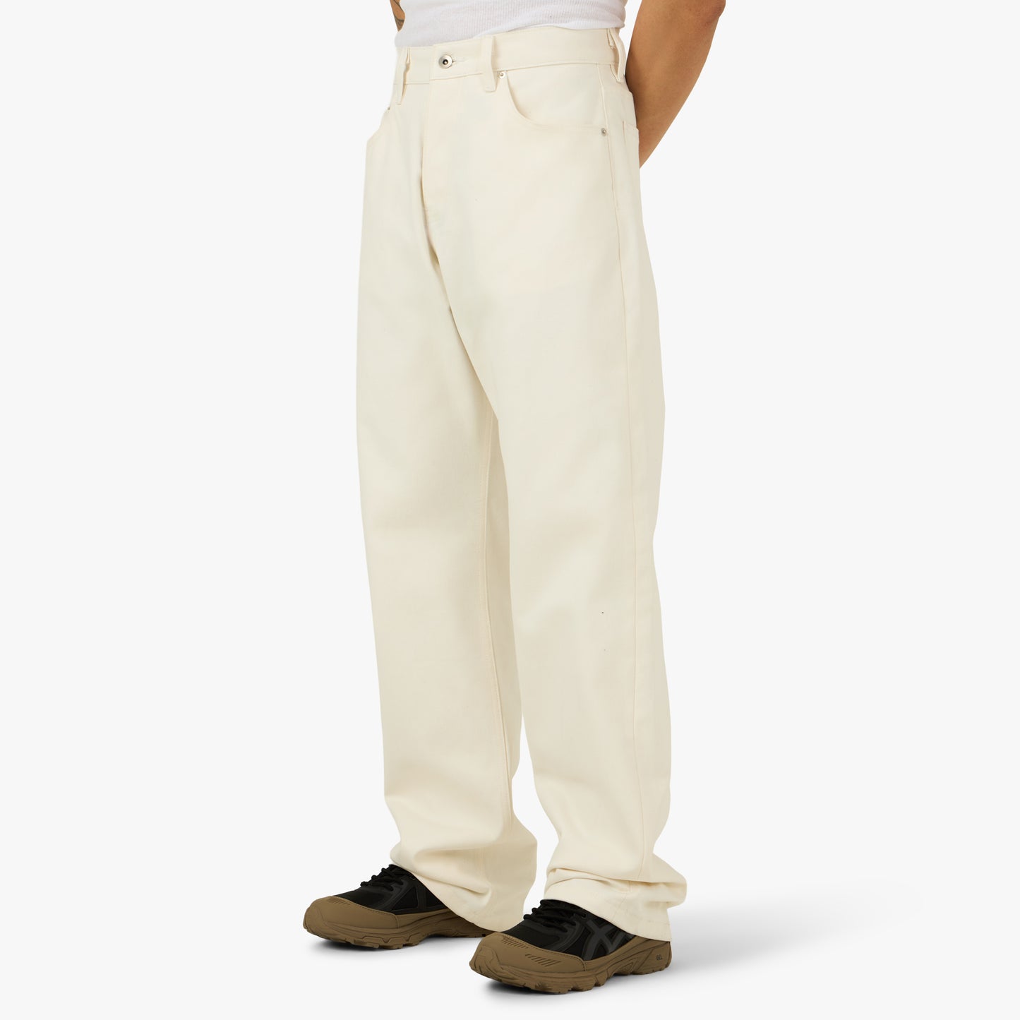 PlazaWorks Modern Wide 5 Pocket Jean Off-White