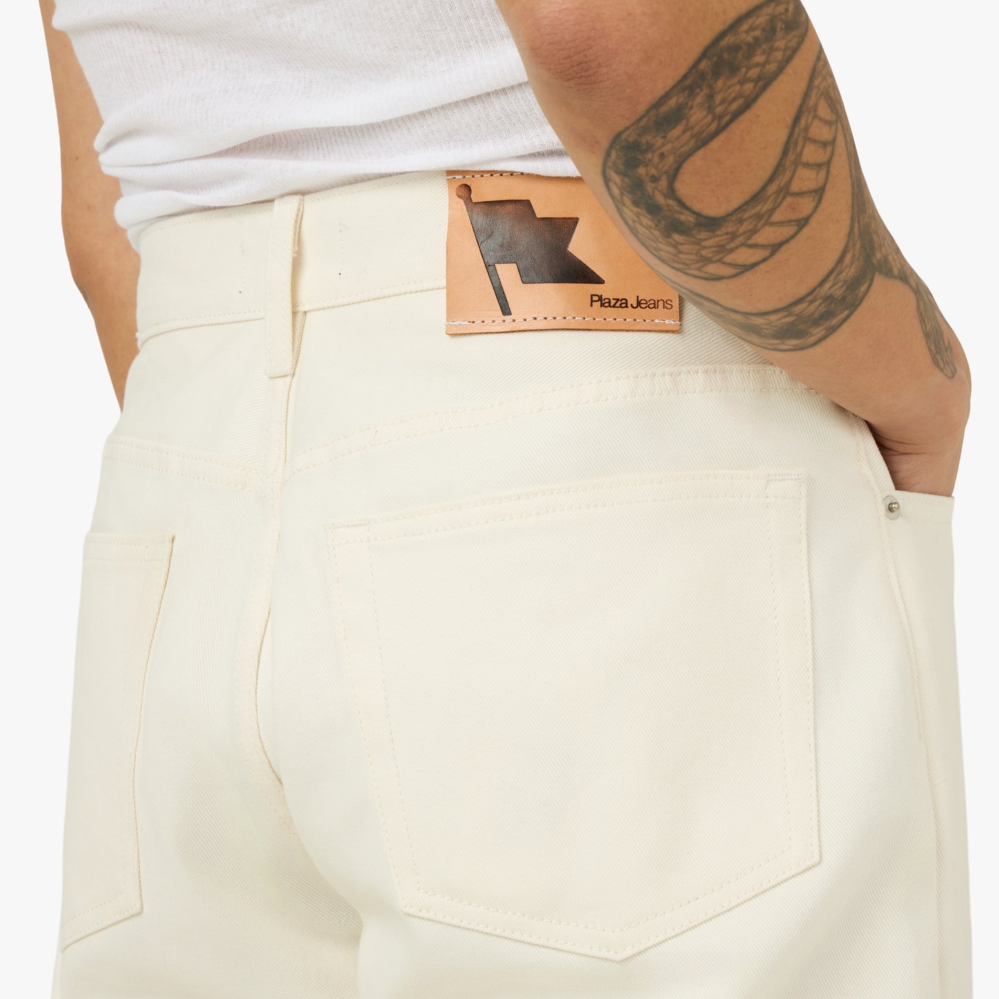 PlazaWorks Modern Wide 5 Pocket Jean Off-White