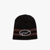4YE Signature Thick Ribbed Patch Beanie / Black / Brown 1