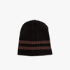 4YE Signature Thick Ribbed Patch Beanie / Black / Brown 2