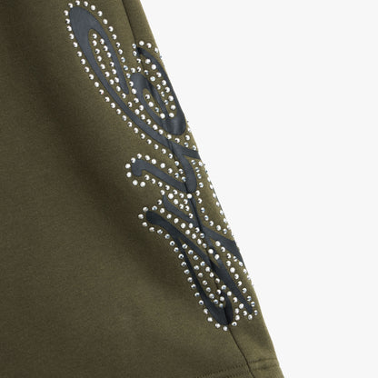 4YE Signature Rhinestone Short / Olive
