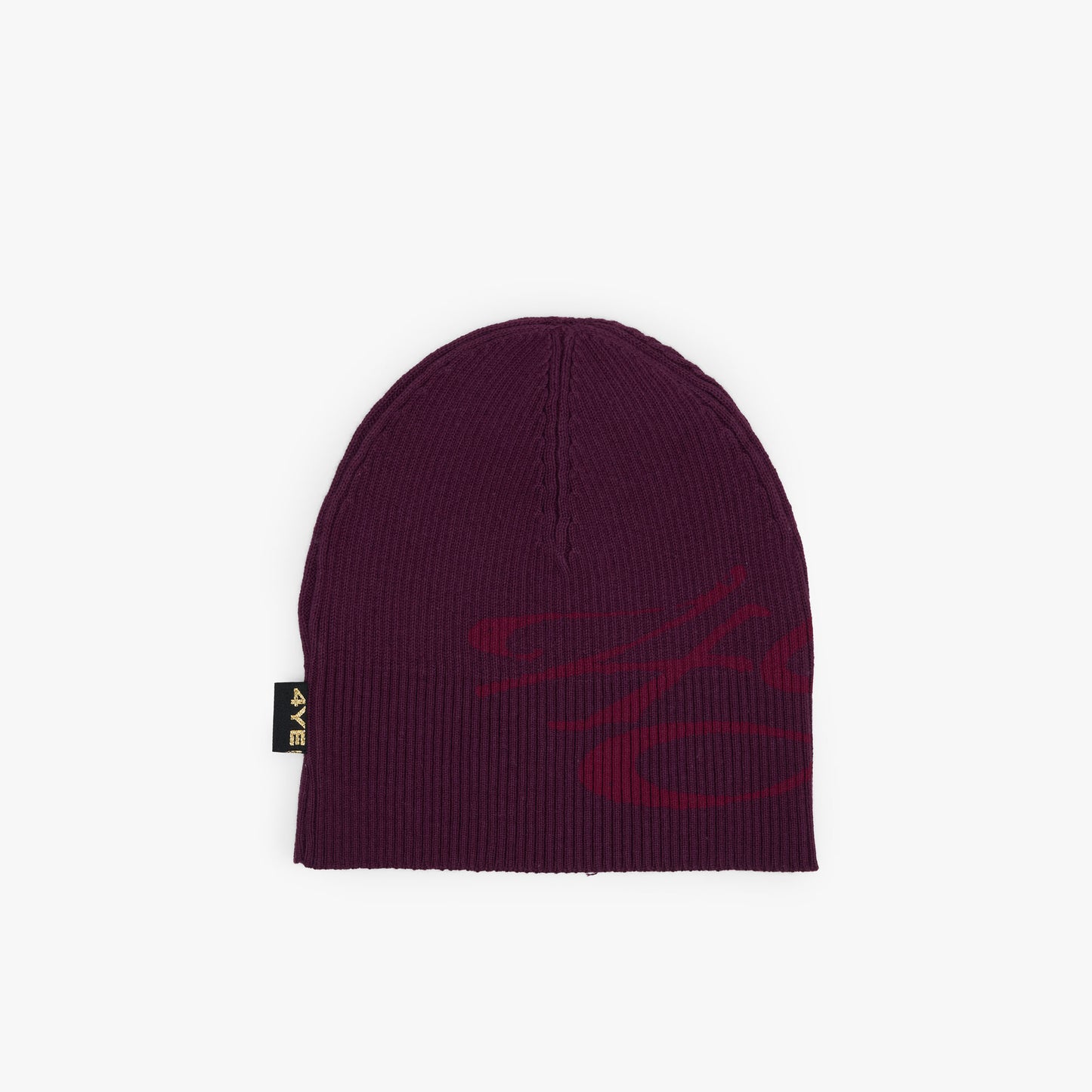 Bonnet côtelé signature 4YE prune/rouge