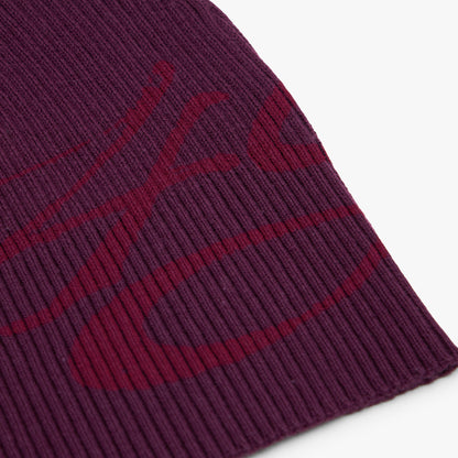 Bonnet côtelé signature 4YE prune/rouge