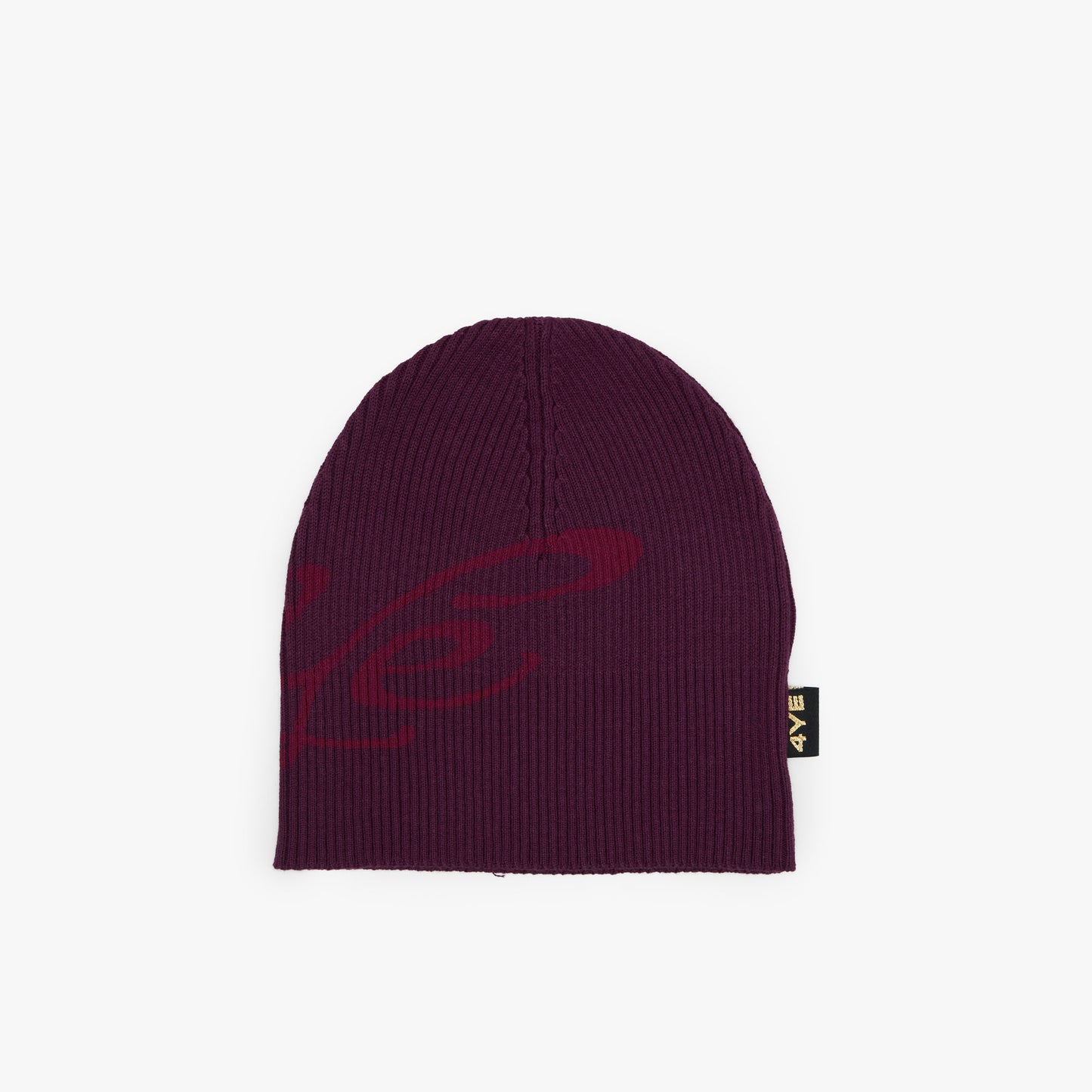 Bonnet côtelé signature 4YE prune/rouge