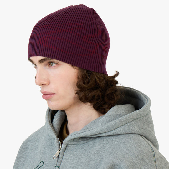 4YE Signature Ribbed Beanie Plum / Red