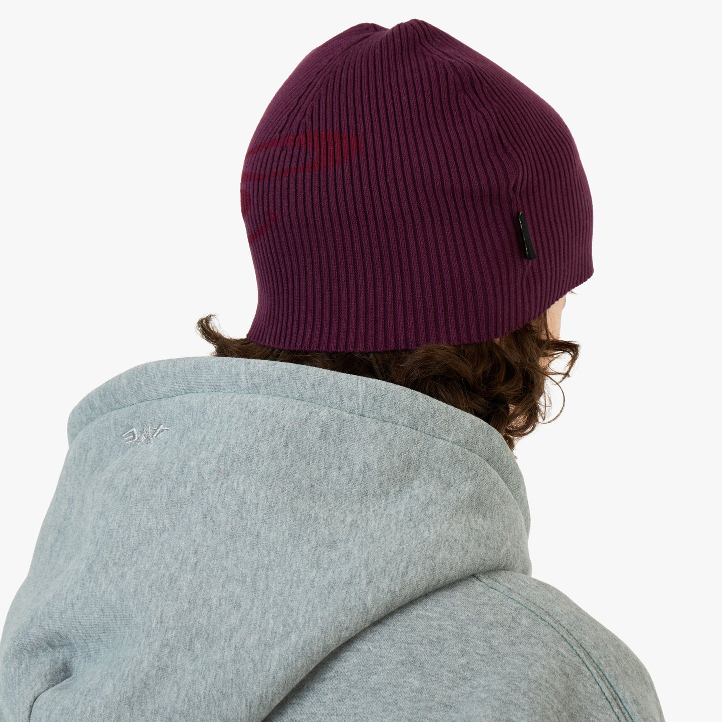 Bonnet côtelé signature 4YE prune/rouge