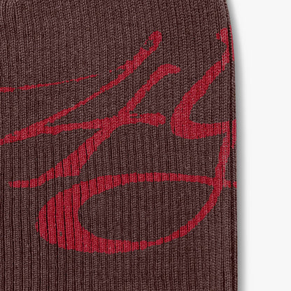 4YE Signature Ribbed Skully Brown / Red