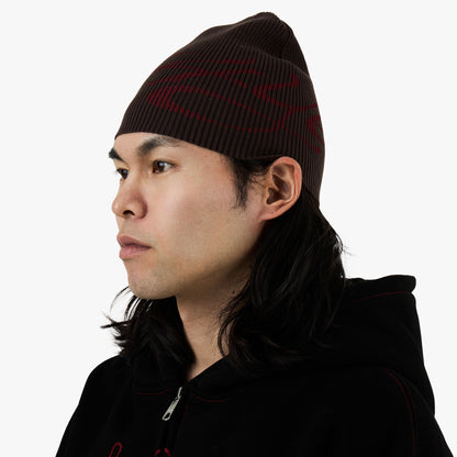 4YE Signature Ribbed Skully Brown / Red