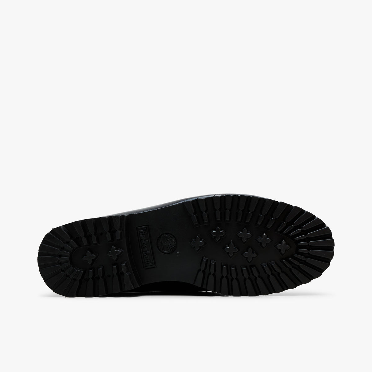 Timberland Authentic Loafer. Bottom view featuring durable all-black lugged rubber outsole designed for traction and durability. 