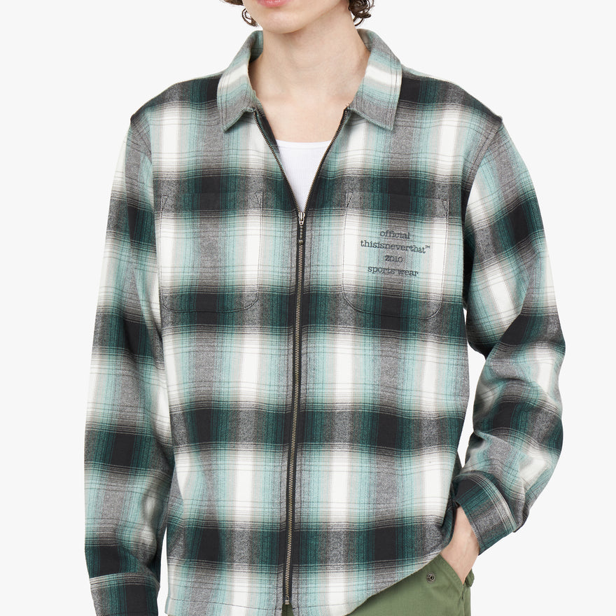 thisisneverthat Flannel Zip Shirt / Green