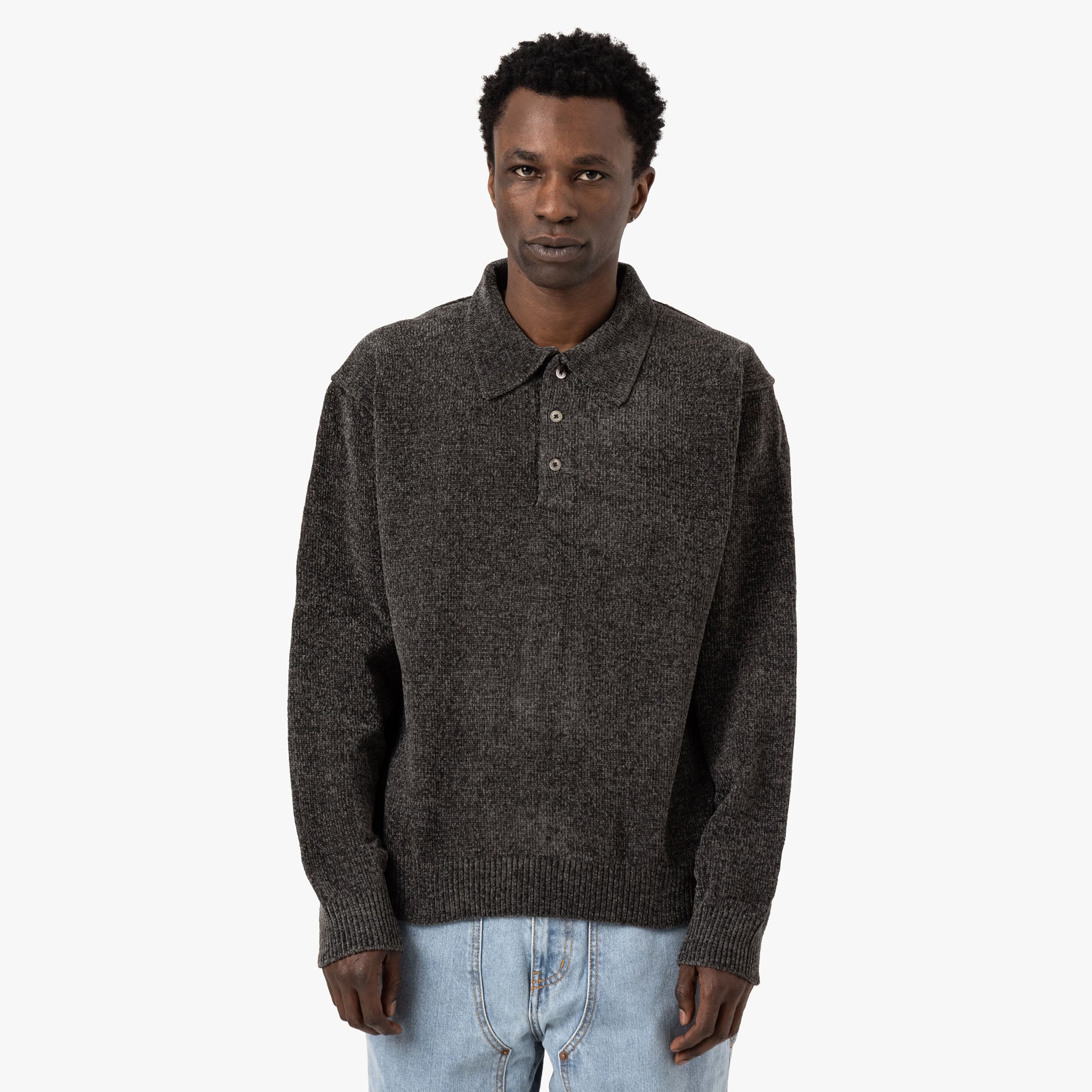 thisisneverthat Velvet Knit Polo / Black 1