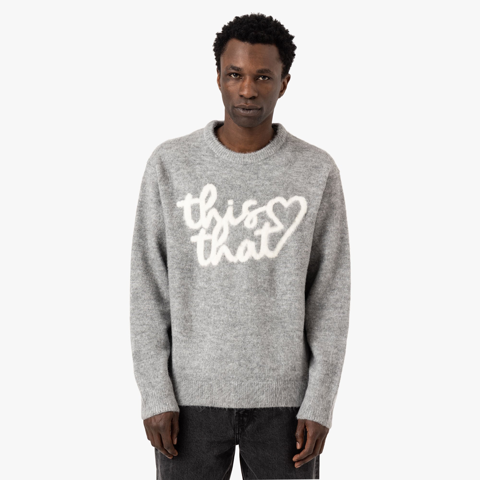 thisisneverthat Heart Logo Knit Sweater / Heather Grey 1