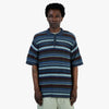 Polo en maille rayé à manches courtes thisisneverthat / Bleu marine foncé 1