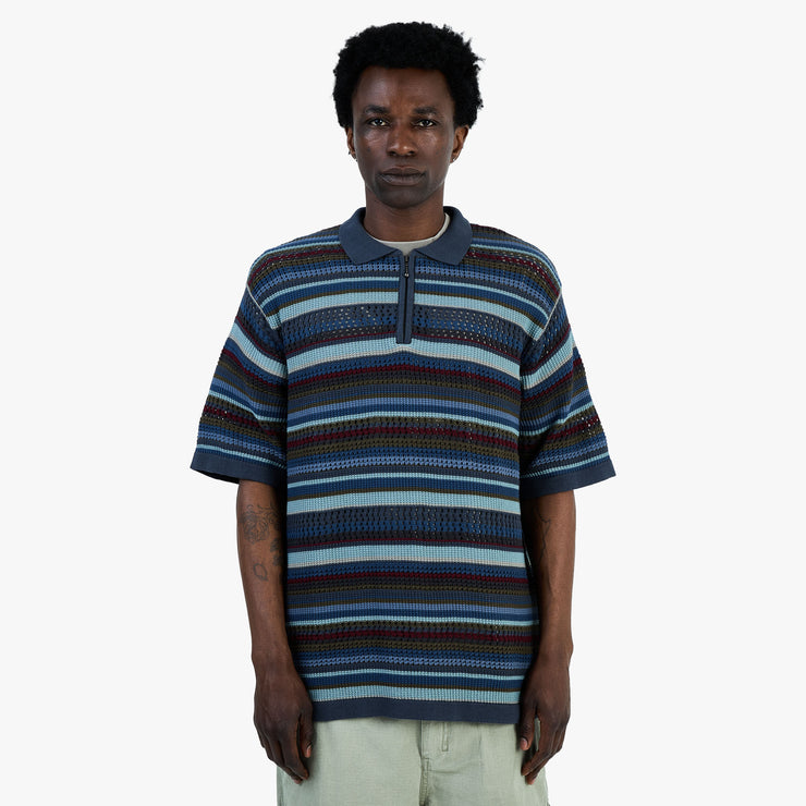 Polo en maille rayé à manches courtes thisisneverthat / Bleu marine foncé 1